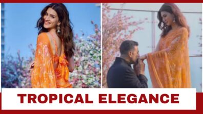 Kriti Sanon Goes Tropical Mode In Elegant Orange Saree: See Video