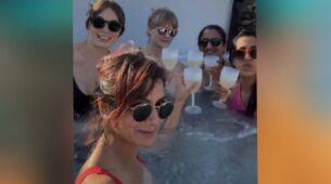 Kumkum Bhagya actress Sriti Jha enjoys a sip of champagne with girl gang on swimming pool, watch video
