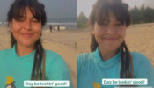 Nidhi Bhanushali cuts a casual figure in a blue tee on the beach, watch