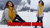 Oh So Hot: Jennifer Winget gets playful with snow in Kashmir, fans love it