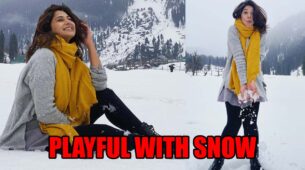 Oh So Hot: Jennifer Winget gets playful with snow in Kashmir, fans love it