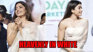 Rashmika Mandanna Looks Pure Heavenly In White Chiffon Saree