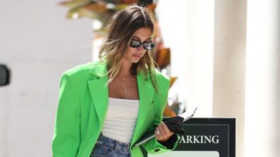 Here’s When Hailey Bieber Slew In Green Blazer