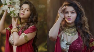 ‘Roop Ki Rani’ Rubina Dilaik sets internet ablaze with deep-neck red and silver shimmery blouse, fans sweat seeing her curves