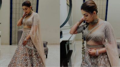 Sapna Choudhary Wore A Brown Lehenga With Silver Embroidered And We Can’t Stop Drooling