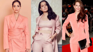 Sonam Kapoor, Kangana Ranaut and Kalki Koechlin dazzle in high-chic peach pantsuits, we are in love