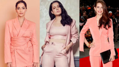Sonam Kapoor, Kangana Ranaut and Kalki Koechlin dazzle in high-chic peach pantsuits, we are in love
