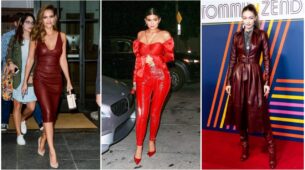 Take A Look At These Stunning Red Leather Ensembles Worn By Celebrities Like Jessica Alba And Bella Hadid