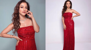 TMKOC actress Sunayana Fozdar graces in off-shoulder red sequinned gown, see pictures