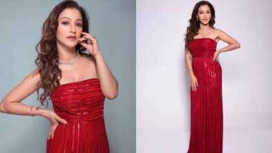 TMKOC actress Sunayana Fozdar graces in off-shoulder red sequinned gown, see pictures