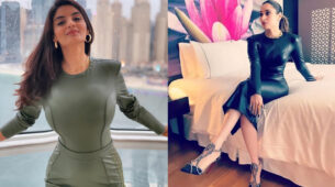 Ultimate Sensuality Challenge: Anveshi Jain Vs Tamannaah Bhatia: Your favourite star in high-neck leather bodycon dress? (Vote Now)