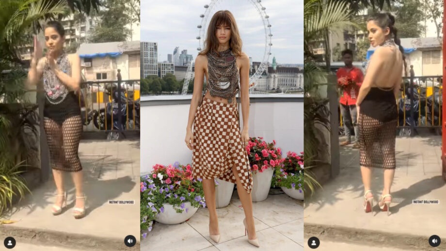 Urfii Javed takes inspiration from Zendaya's unconventional chain top, see video 576245