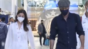 Watch: Ranbir Kapoor and Alia Bhatt return to Mumbai together from Varanasi shoot, fans get couple goals