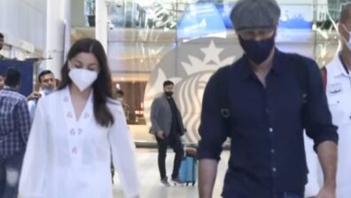 Watch: Ranbir Kapoor and Alia Bhatt return to Mumbai together from Varanasi shoot, fans get couple goals