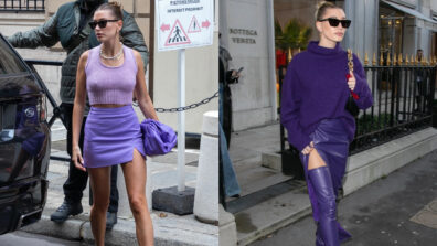 3 Times When Hailey Bieber Donned Purple-On-Purple Ensembles