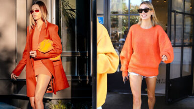 Add A Dash Of Orange To Your Boring Casual Outfits Like Hailey Bieber