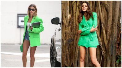 Ananya Panday And Hailey Bieber Stole The Show In These Stunning Green Blazer With Shorts