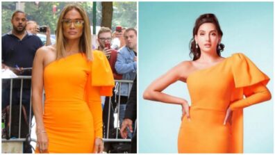 Would You Dress Up Like Nora Fatehi Or Jennifer Lopez In THIS Alex Perry Orange Dress