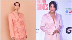 Would You Rather Wear Priyanka Chopra’s Soft Pink Pantsuit Or Sonam Kapoor’s Peachy Pink Pantsuit