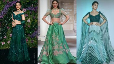 Celeb Approved Ways Of Styling Green Lehenga, From Kriti Sanon To Madhuri Dixit