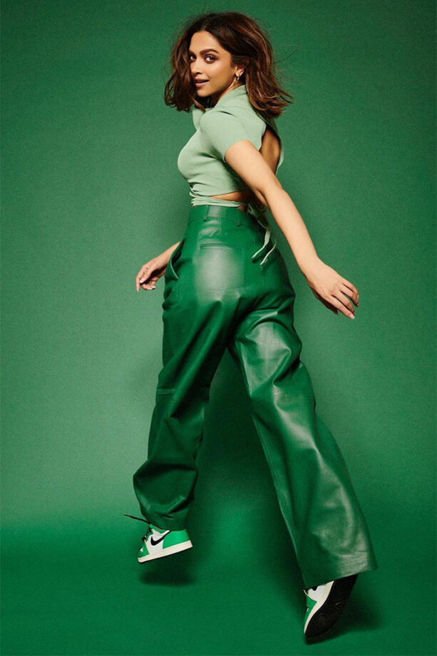 Deepika Padukone’s Emerald Green Leather Pants Or Bella Hadid’s Olive Green Leather Trousers? - 1