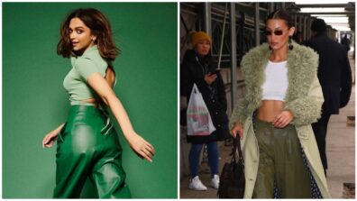 Deepika Padukone’s Emerald Green Leather Pants Or Bella Hadid’s Olive Green Leather Trousers?