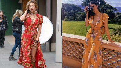 Hailey Bieber Vs Nina Dobrev: Whose Floral Wrap Dress Is Worthy Of Stealing?