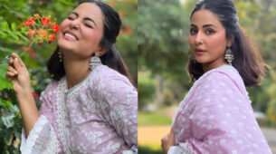 Hina Khan oozes ‘happy vibes’ in lavender ethnic outfit, don’t miss out on her silver hoop earrings
