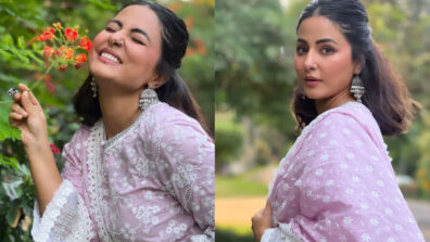 Hina Khan oozes ‘happy vibes’ in lavender ethnic outfit, don’t miss out on her silver hoop earrings