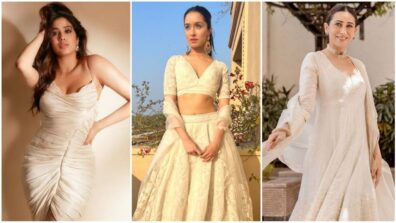 Janhvi, Shraddha and Karisma Kapoor look effortlessly stylish in ivory outfits, take cues