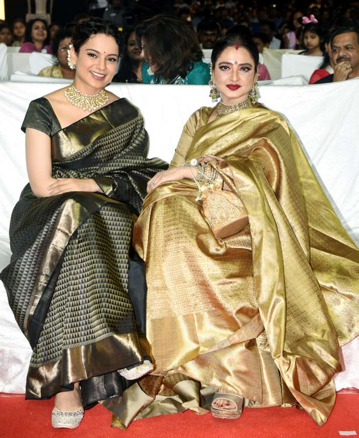 Kangana Ranaut And Rekha Have Similar Taste In Sarees, See Pics - 0