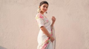 Organza Saree With Floral Accents Are Truly Made For Alia Bhatt