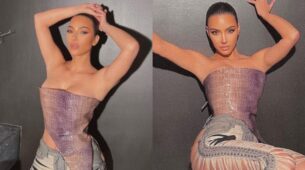Kim Kardashian oozes in hotness with her sassy asymmetrical top and ripped jeans, see pictures