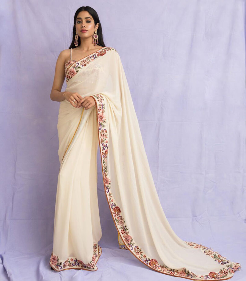 Look Dazzling In Embellished Sarees Like Janhvi Kapoor, Check Out Her Ensembles - 1