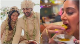 On Ranbir Kapoor-Alia Bhatt’s wedding day, Surbhi Chandna shares inside food menu video from venue