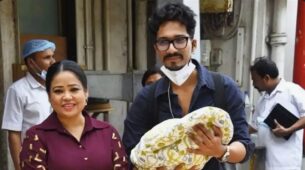 Proud Parents: Bharti Singh poses with husband Haarsh Limbachiyaa as they bring baby home together, see video