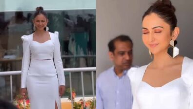 Rakul Preet Singh steals the show in white bodycon dress as she heads out for Runway 34 promotions, watch video