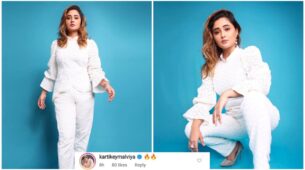 Rashami Desai looks bomb in all white pantsuit, Radhakrishn actor Kartik Malviya feels the heat