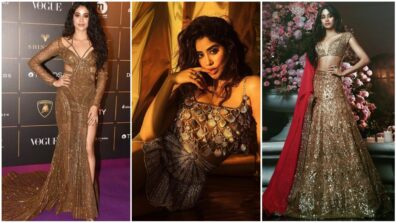 Shine Bright In Shimmery Golden Outfits Like Janvhi Kapoor, Check Out These Dazzling Ensembles
