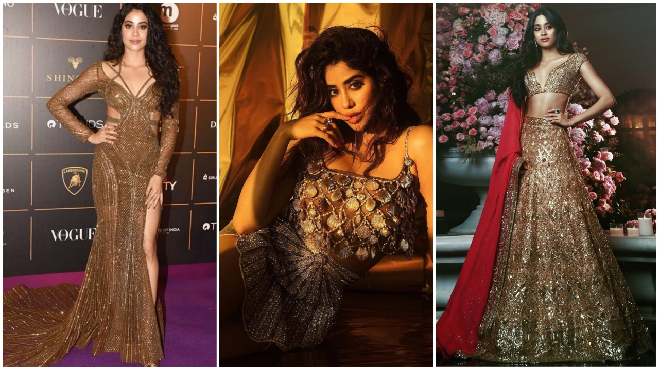 Shine Bright In Shimmery Golden Outfits Like Janvhi Kapoor, Check Out ...