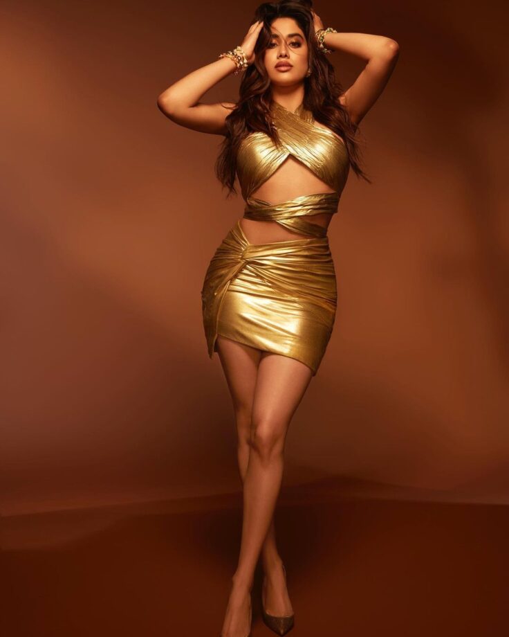 Shine Bright In Shimmery Golden Outfits Like Janvhi Kapoor, Check Out These Dazzling Ensembles - 2