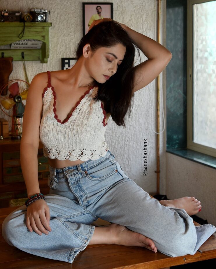 Sonalee Kulkarni JEANius Looks In White Crochet Top And Denim Jeans: See Pics - 1