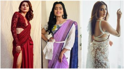 South Fashion Face-off: Samantha Ruth Prabhu Vs Rashmika Mandanna and Pooja Hegde: Your favourite in Indo-western designer sarees?