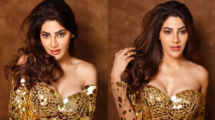 Trending: Nikki Tamboli gives wild cat vibes, sets vogue game on fire in shimmery off-shoulder golden dress