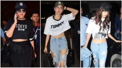 Want to master the hip-hop vogue game? Style yourself in t-shirt, crop top and cap like Sonakshi Sinha, Anushka Sharma and Disha Patani