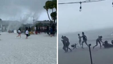 Watch As A Storm System Transforms Into A Tornado, Frightening People On The Beach