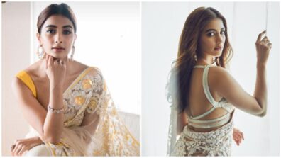 White-Yellow Or Blush Pink, Which Organza Saree Looks Best On Pooja Hegde?