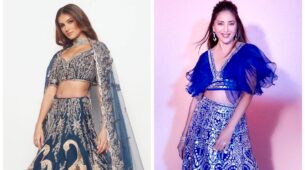 War of lehengas: Madhuri Dixit or Tara Sutaria: Who passed a queen look in the blue ethnic wear?