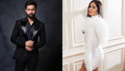 Black And White Swag: Vicky Kaushal sizzles in black suit, Katrina Kaif is a damsel in fluffy gown