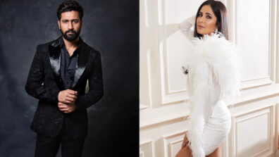 Black And White Swag: Vicky Kaushal sizzles in black suit, Katrina Kaif is a damsel in fluffy gown